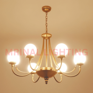 Golden Globe Glass Chandelier with 5 Light Modern Design – Mrinal Lighting