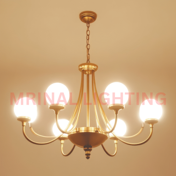 Golden Globe Glass Chandelier with 5 Light Modern Design – Mrinal Lighting