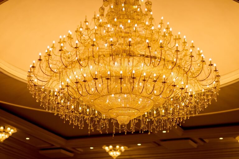 Luxury chandelier installed in Indian banquet hall by Mrinal Lighting Premium Chandelier Manufacturer