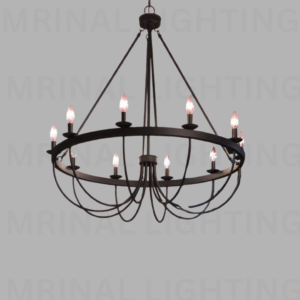 Majestic Iron Ring Chandelier in Black Finish – 10 Lights Hanging Iron Chandelier