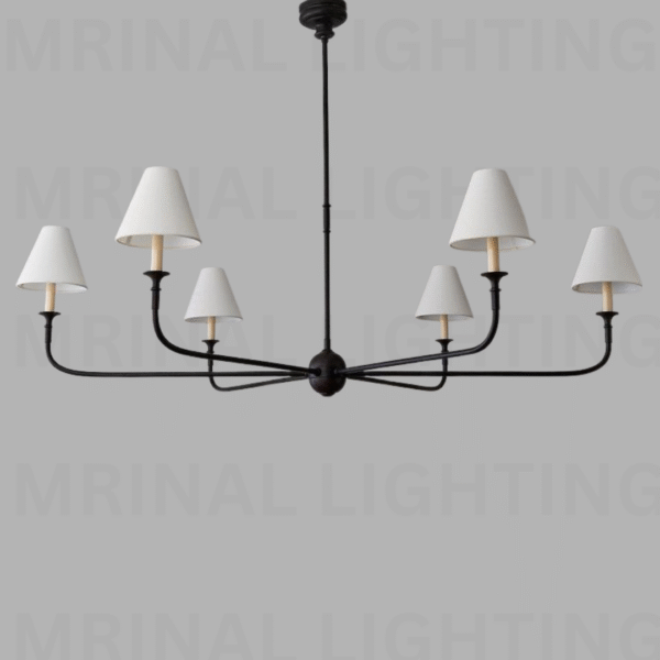 Veloura Black Shade Chandelier with Fabric Lampshades