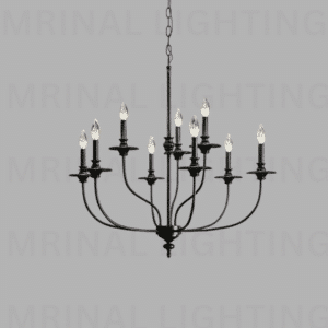Modern Black Iron Chandelier with 9 Candle Lights – Mrinal Lighting