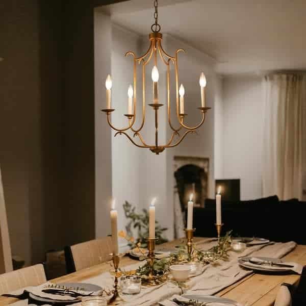 Luxury Modern Gold Candle Chandelier with Golden Frame and Crystal Beads