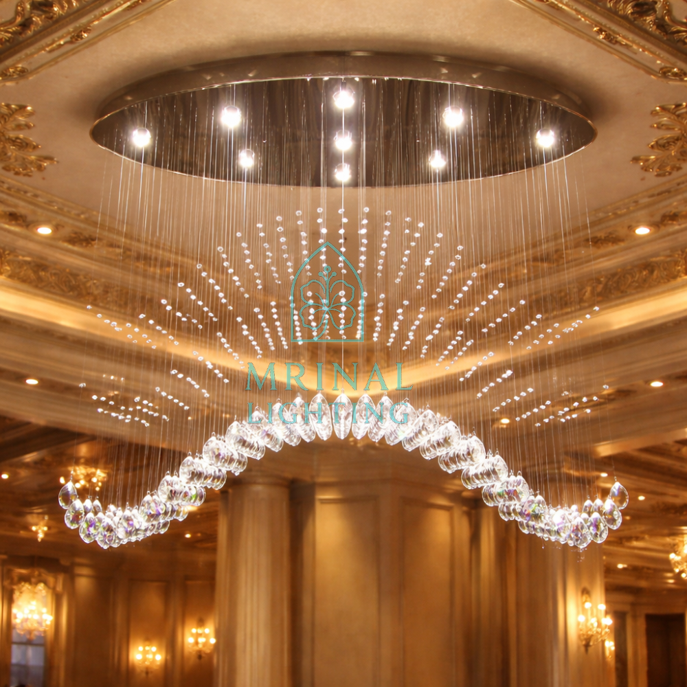 Luxury Oval Wave Crystal Chandelier for Banquet Hall