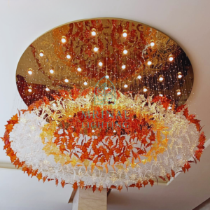 Luxury Round Leaf Chandelier with Crystal