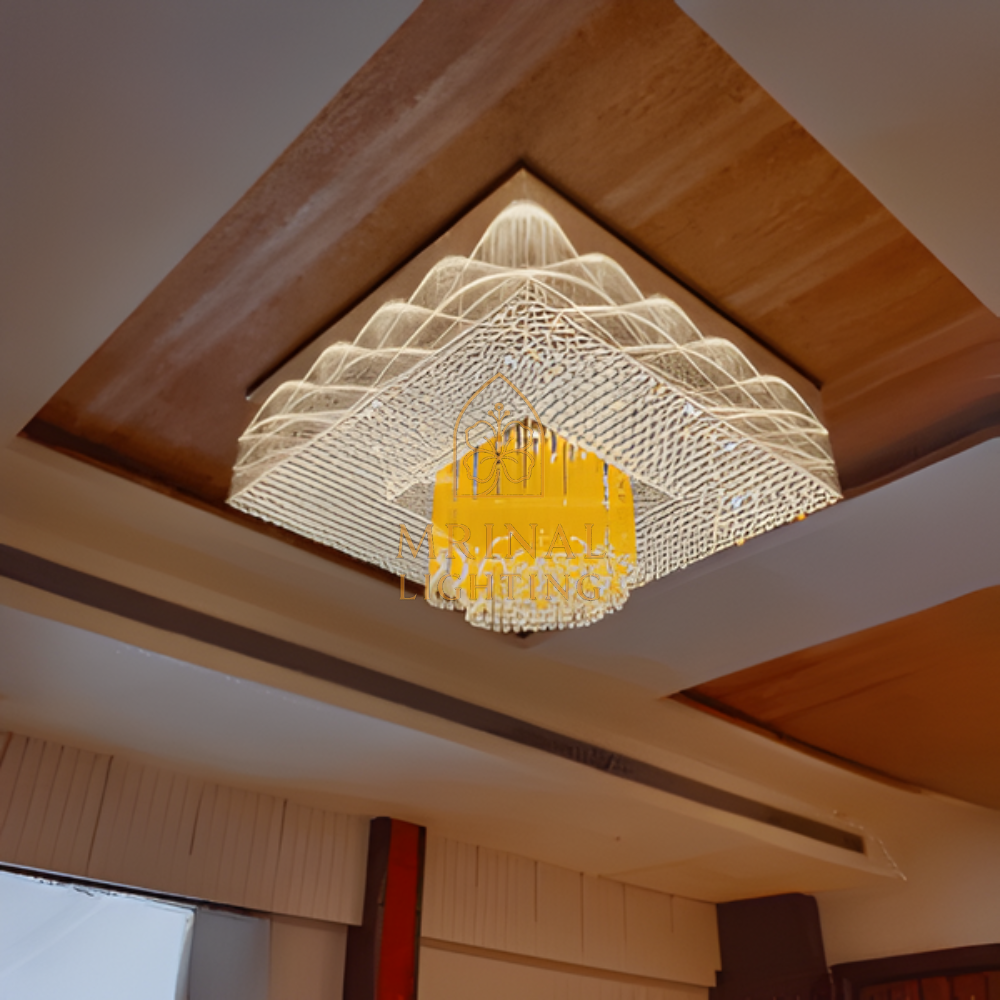 Square Flower Design Crystal Chandelier