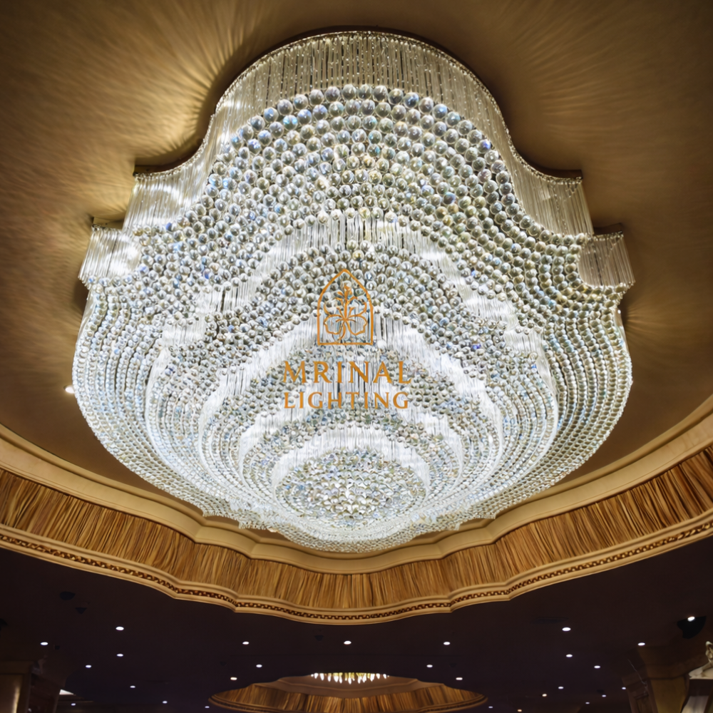 Grand royal crystal ceiling chandelier with luxury wave crystal design