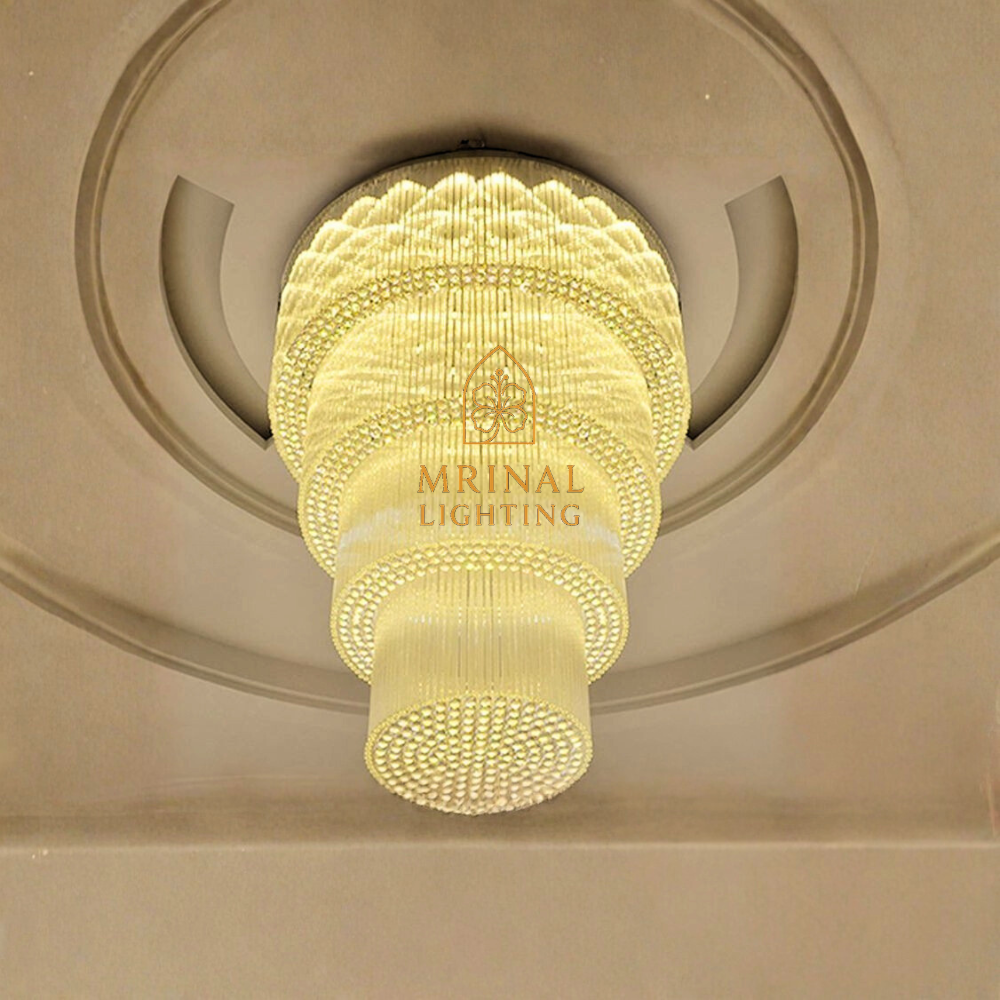 Luxury round crystal chandelier for hotel lobby and banquet spaces