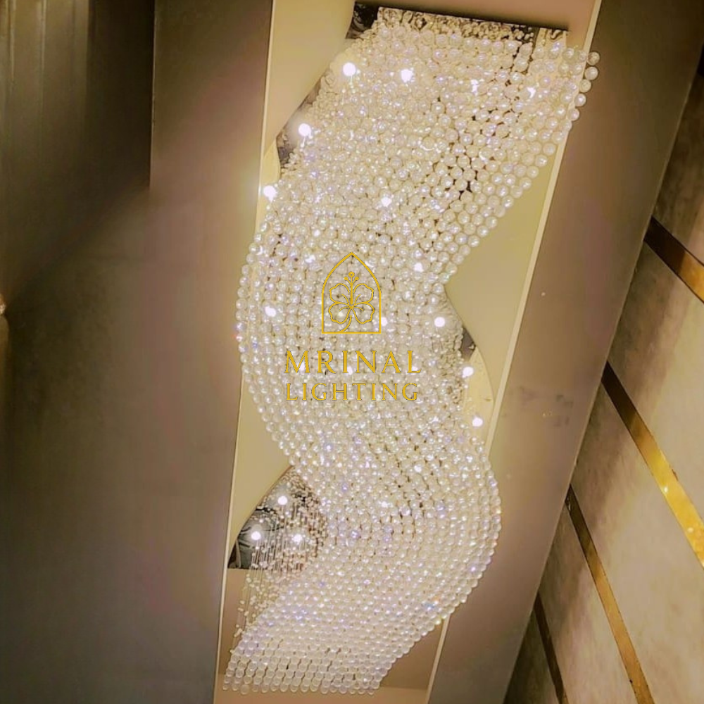 best modern wave crystal chandelier for staircase and lobby
