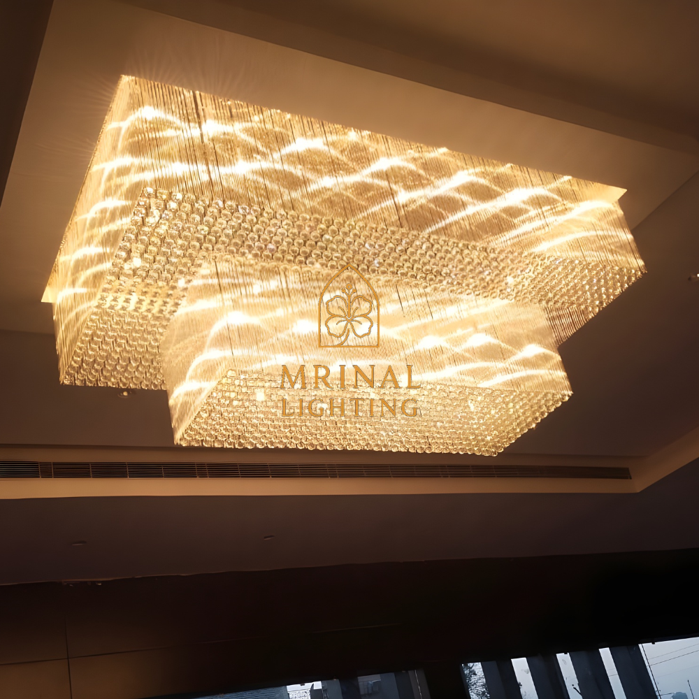 Rectangular Crystal Chandelier for Hotel | Luxury Ceiling Light
